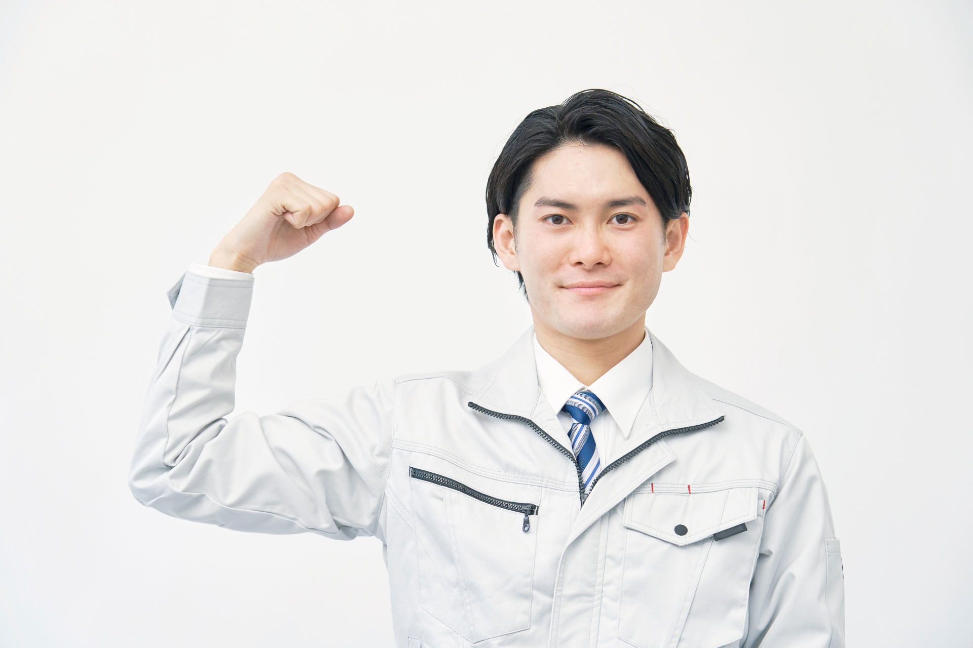 ポーズを決める作業服の男性 (4)